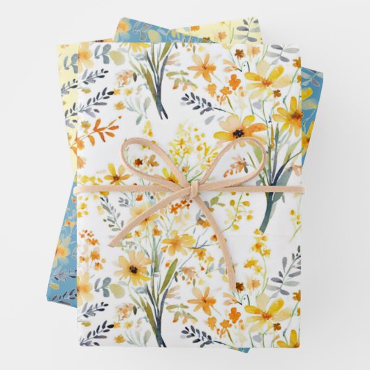 Gelbe Frühlingssonne - Wildblumen Geschenkpapier Set (Beispiel)