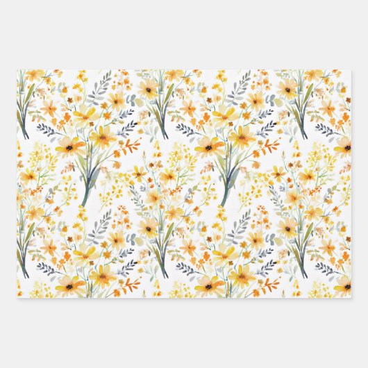 Gelbe Frühlingssonne - Wildblumen Geschenkpapier Set (Vorderseite)