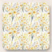 Gelbe Frühlingssonne - Wildblumen Getränkeuntersetzer (Vorderseite)