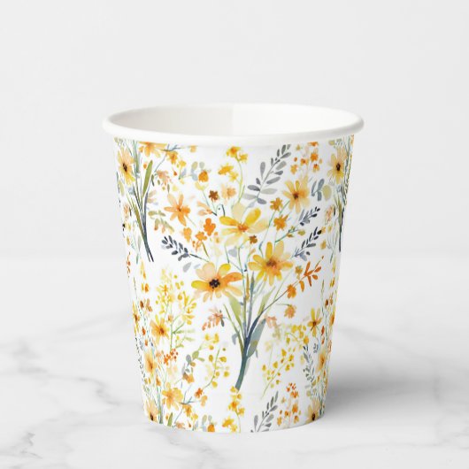 Gelbe Frühlingssonne - Wildblumen Pappbecher (Links)