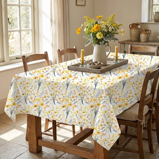 Gelbe Frühlingssonne - Wildblumen Tischdecke