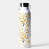 Gelbe Frühlingstraffe Wildblumen, monogramm Trinkflasche (Vorne)