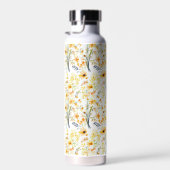 Gelbe Frühlingstraffe Wildblumen, monogramm Trinkflasche (Rechts)