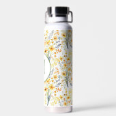 Gelbe Frühlingstraffe Wildblumen, monogramm Trinkflasche (Rückseite)