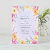 Gelbe Fuchsien-Wildblumen-Hochzeit Einladung (Stehend Vorderseite)