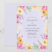 Gelbe Fuchsien-Wildblumen-Hochzeit Einladung (Vorne/Hinten)