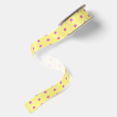 Gelbe Fuschia Sterne Satinband (Rückseite)
