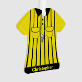 Gelbe Fußball-Referent-Uniform personalisiert Ornament (Vorderseite)