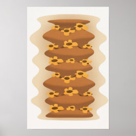 Gelbe Gänge um die braune Vase/abstrakt moderne Poster