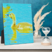 Gelbe Gänse mit hellblauem Wasser Fotoplatte (Seite)