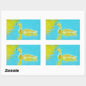 Gelbe Gänse mit hellblauem Wasser Rechteckiger Aufkleber (Blatt)