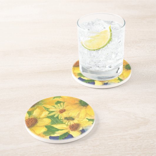 Gelbe Gänseblasen Getränkeuntersetzer (Seite)