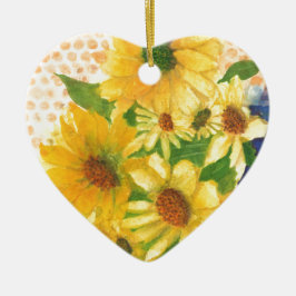 Gelbe Gänseblasen Keramik Ornament