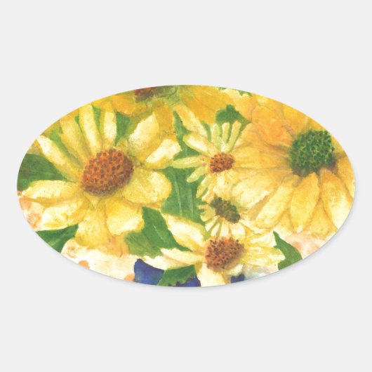 Gelbe Gänseblasen Ovaler Aufkleber (Vorderseite)