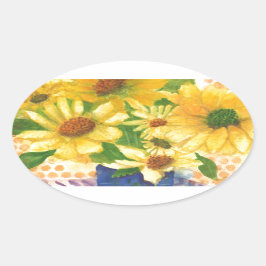 Gelbe Gänseblasen Ovaler Aufkleber
