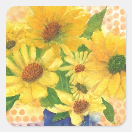 Gelbe Gänseblasen Quadratischer Aufkleber (Vorderseite)