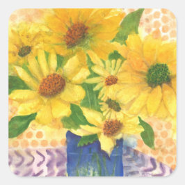 Gelbe Gänseblasen Quadratischer Aufkleber