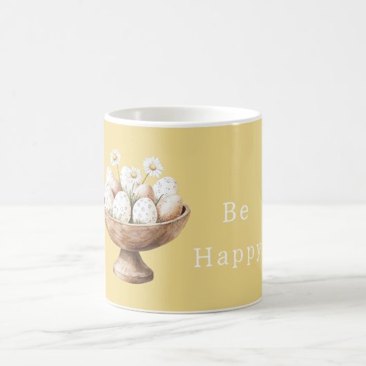 Gelbe Gänseblümchen-Blumen Eier in Schale Kaffeetasse (Mittel)