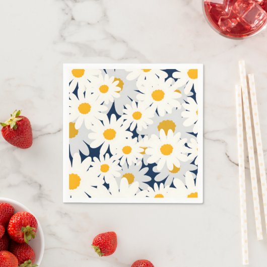 Gelbe Gänseblümchen-Blumenmuster-Gartenparty-Servi Serviette (Beispiel)
