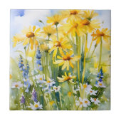 Gelbe Gänseblümchen, Wildblumen Fliese (Vorderseite)