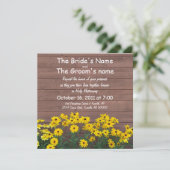 gelbe Gänseblümchenhochzeitseinladungen Einladung (Stehend Vorderseite)