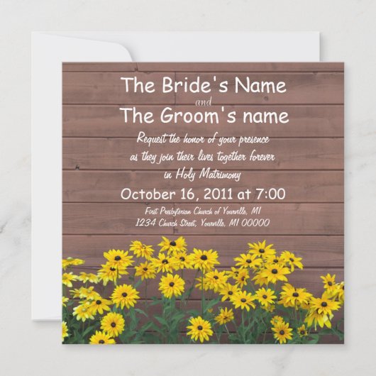 gelbe Gänseblümchenhochzeitseinladungen Einladung (Vorderseite)