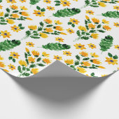 Gelbe Gartenanlage Blume Wasserfarben Muster Geschenkpapier (Ecke)