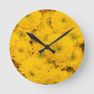 Gelbe Gartenaster Perfekte Blume im Sommer Runde Wanduhr