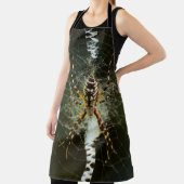 Gelbe Gartenspinne im Netz in Dunkelheit Schürze (InSitu)