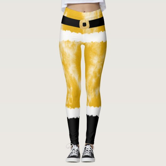Gelbe Gefärbte Krawatte Weihnachtsmann Kostüme Wei Leggings (Vorderseite)
