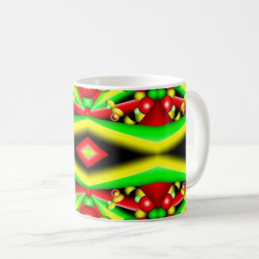 Gelbe Gelbbläschen und Streifen Abstrakt Art Kaffeetasse (VorderseiteRechts)