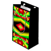 Gelbe Gelbbläschen und Streifen Abstrakt Art Kleine Geschenktüte (Rückseite Schrägansicht)