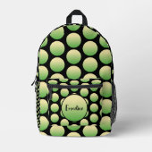 Gelbe gelbe Blase Dot schwarzer Hintergrundname Bedruckter Rucksack (Vorderseite)