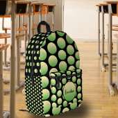 Gelbe gelbe Blase Dot schwarzer Hintergrundname Bedruckter Rucksack