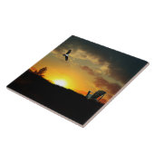 Gelbe Gelborange grassierende Wiesendecke Keramik Fliese (Seite)