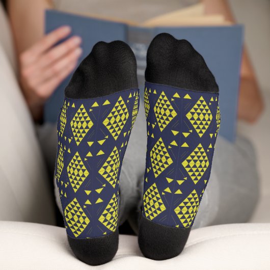 Gelbe geometrische Dreiecke Socken (Unterseite)
