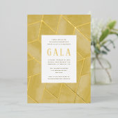 Gelbe geometrische Gala Goldene Foil Einladung (Stehend vorne)