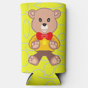 Gelbe geometrische Kreise des Teddy Bären Schleife Selters Dosenkühler