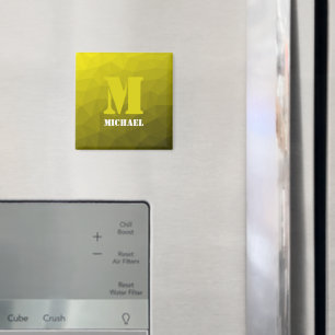 Gelbe geometrische Netz-Muster-Monogramm Magnet
