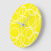 Gelbe geometrische weiße Kreise Moderne Abstrakt Große Wanduhr (Winkel)