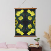 Gelbe Geranium-Blume Abstrakt Wandteppich Mit Holzrahmen (Schlafzimmer)
