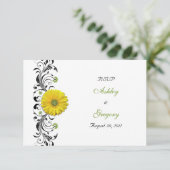 Gelbe Gerbera Daisy Black Green Floral Repcard RSVP Karte (Stehend Vorderseite)