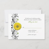 Gelbe Gerbera Daisy Black Green Floral Repcard RSVP Karte (Rückseite)