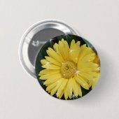 gelbe Gerbera-Daisy-Blume mit Sternen Button (Vorne & Hinten)