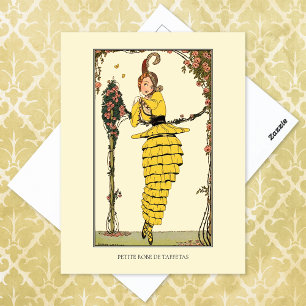 Gelbe gerüschte Wegener French Fashion-Tracht Postkarte