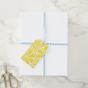 Gelbe Geschenkanhänger mit Zitronenscheibenmuster
