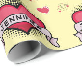 Gelbe Geschenke im Comic nach Maß Geschenkpapier (Rolleneckpunkt)