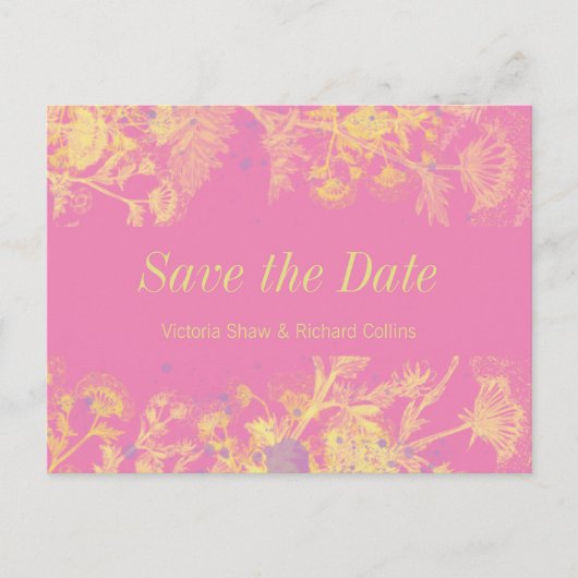 Gelbe gestrichene Blumen Ankündigungspostkarte (Vorderseite)