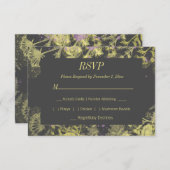 Gelbe gestrichene Blumen RSVP Karte (Vorne/Hinten)