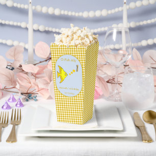 Gelbe Gingham-1.-Geburtstags-Geschenkbox mit 3 Fot Geschenkschachtel